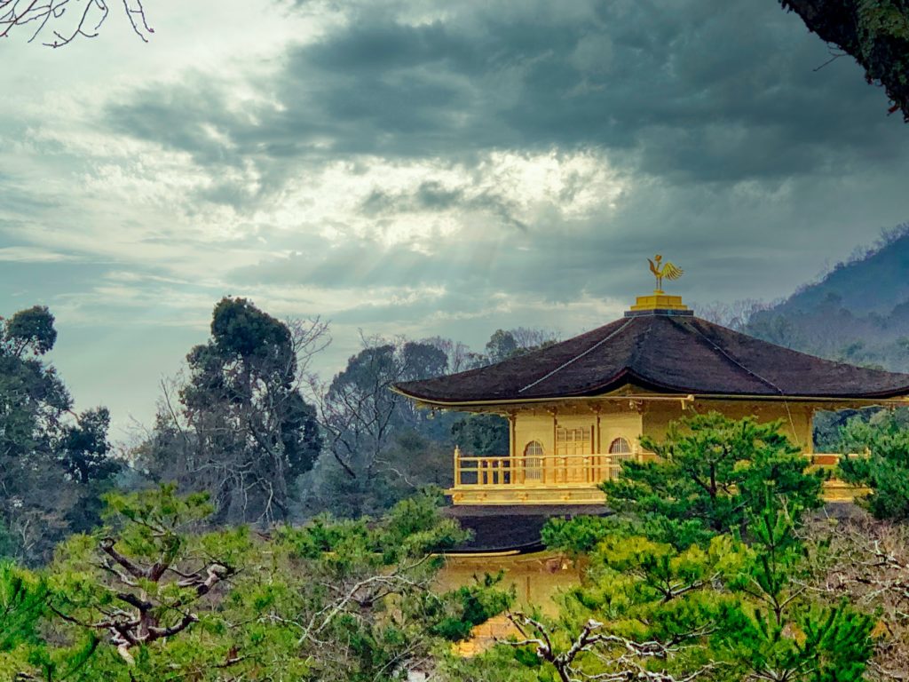 View of  Shariden Kinkaku from the back garden of Kinkaku-ji